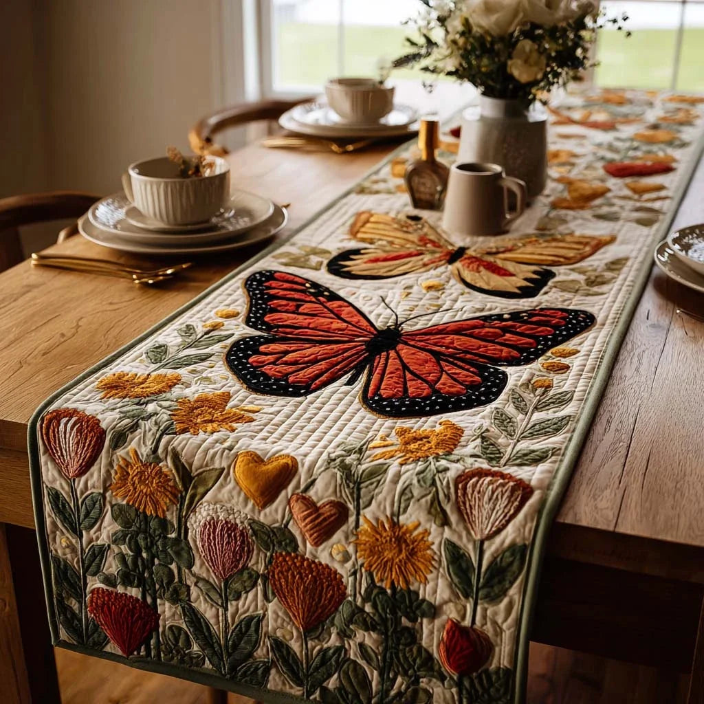 Peaceful Monarch Quilted Table Runner