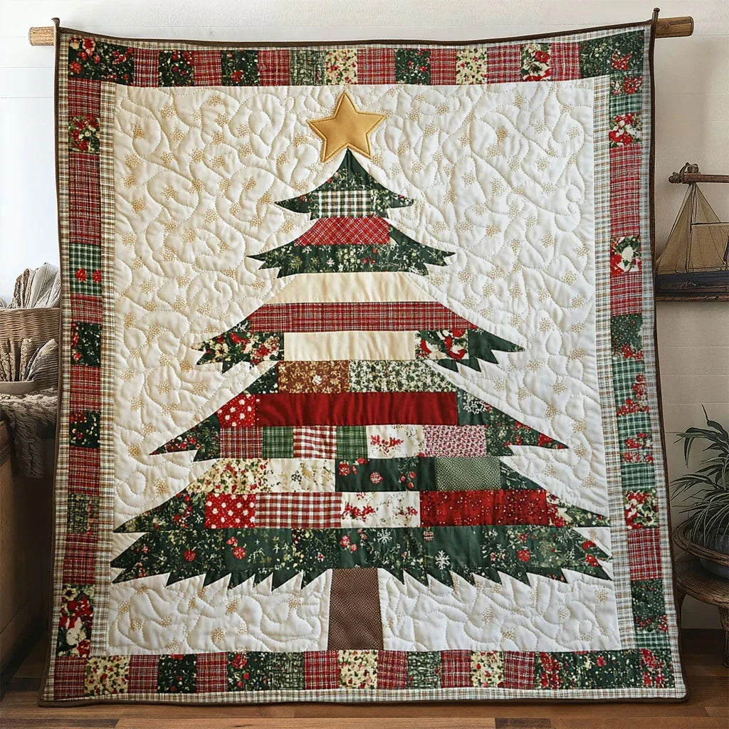 Peaceful Patch Christmas Tree Quilt Blanket