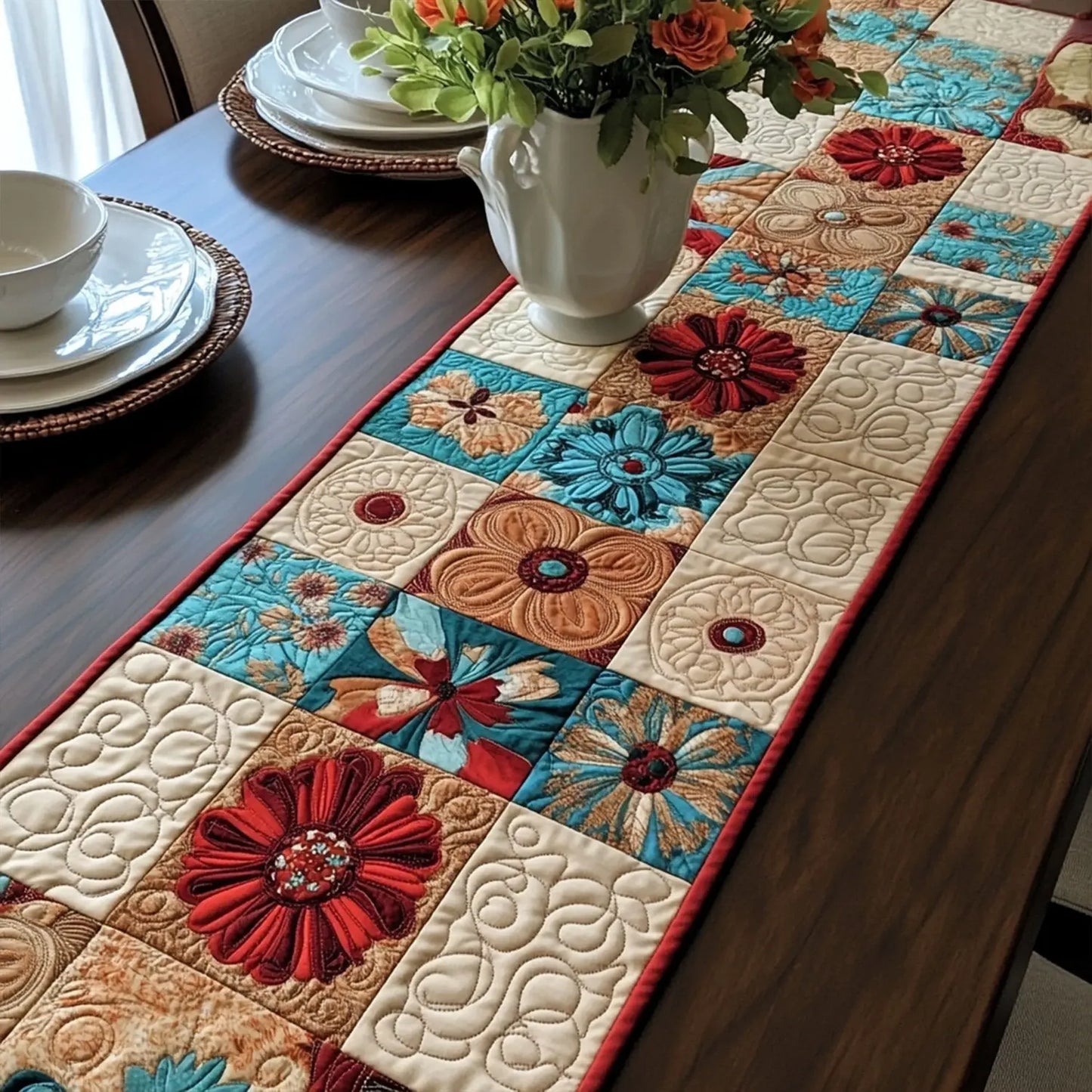 Peaceful Petals Quilted Table Runner