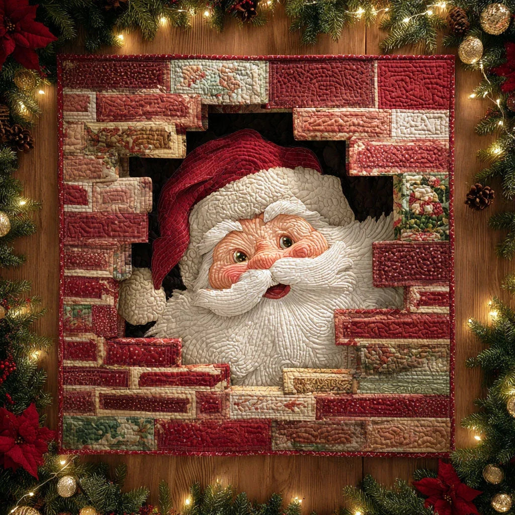 Peeking Santa Quilted Table Topper