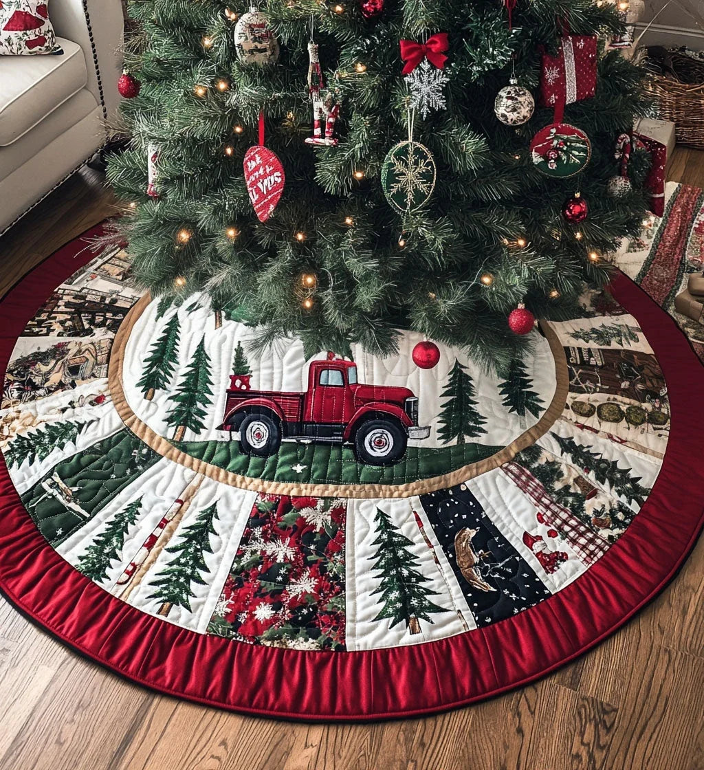 Peppermint Patch Quilted Christmas Tree Skirt