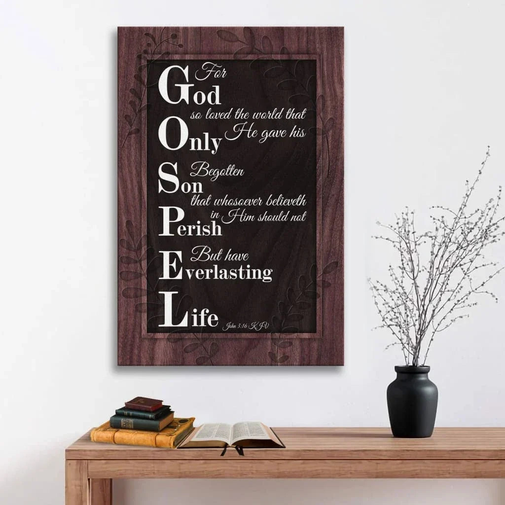 john 3 16 kjv for god so loved the world rustic scripture canvas wall art (view 5)
