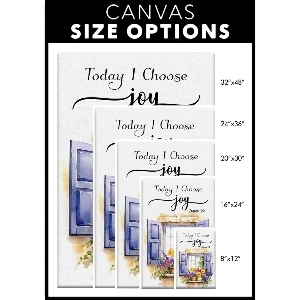 today i choose joy canvas print window with flowers christian wall art (Landscape) (view 4)