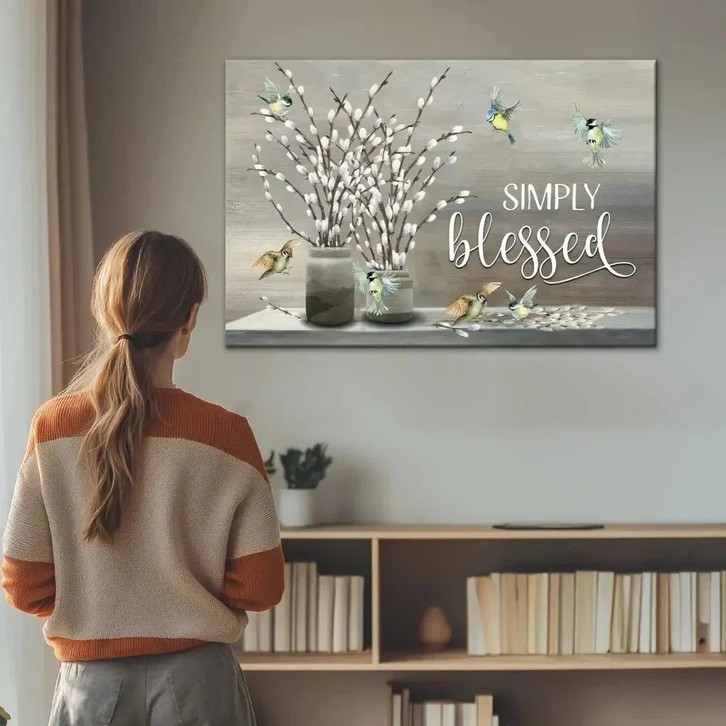 simply blessed wall art canvas christian wall art (Landscape) (view 7)