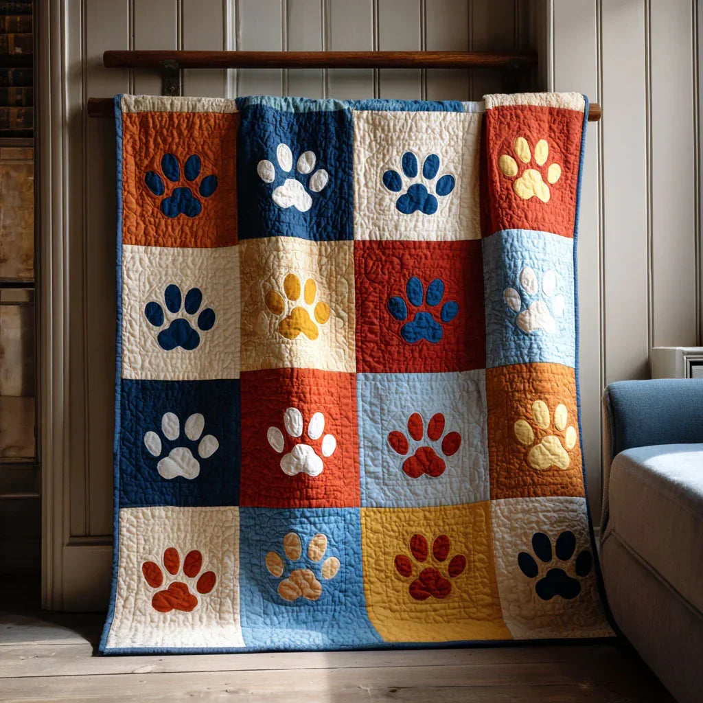 Pet Paw Quilt Blanket - Quilted Blanket by Wild and Way