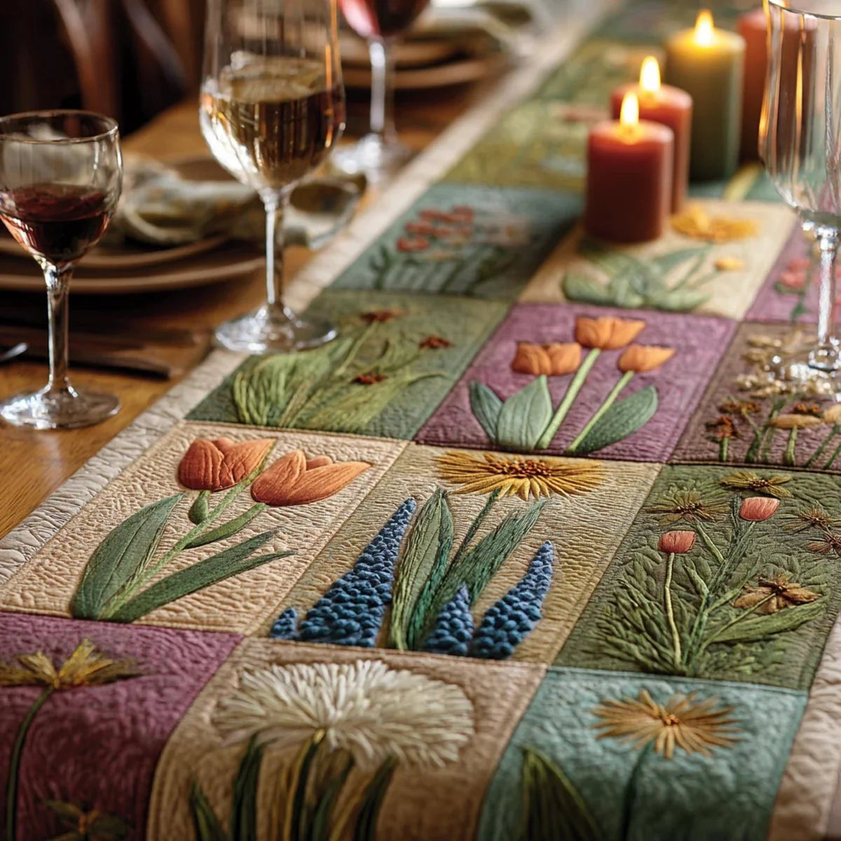 Petal Harmony Quilted Table Runner
