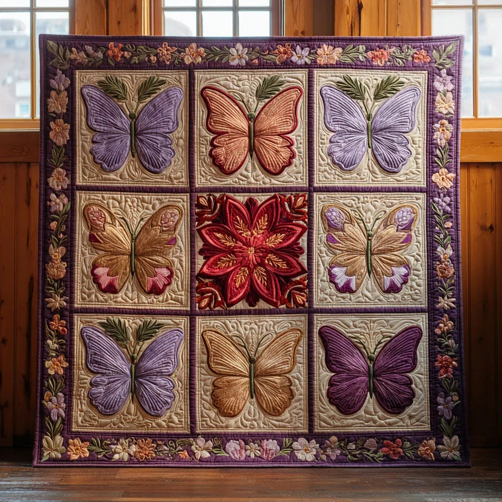 Petals In Flight Quilt Blanket