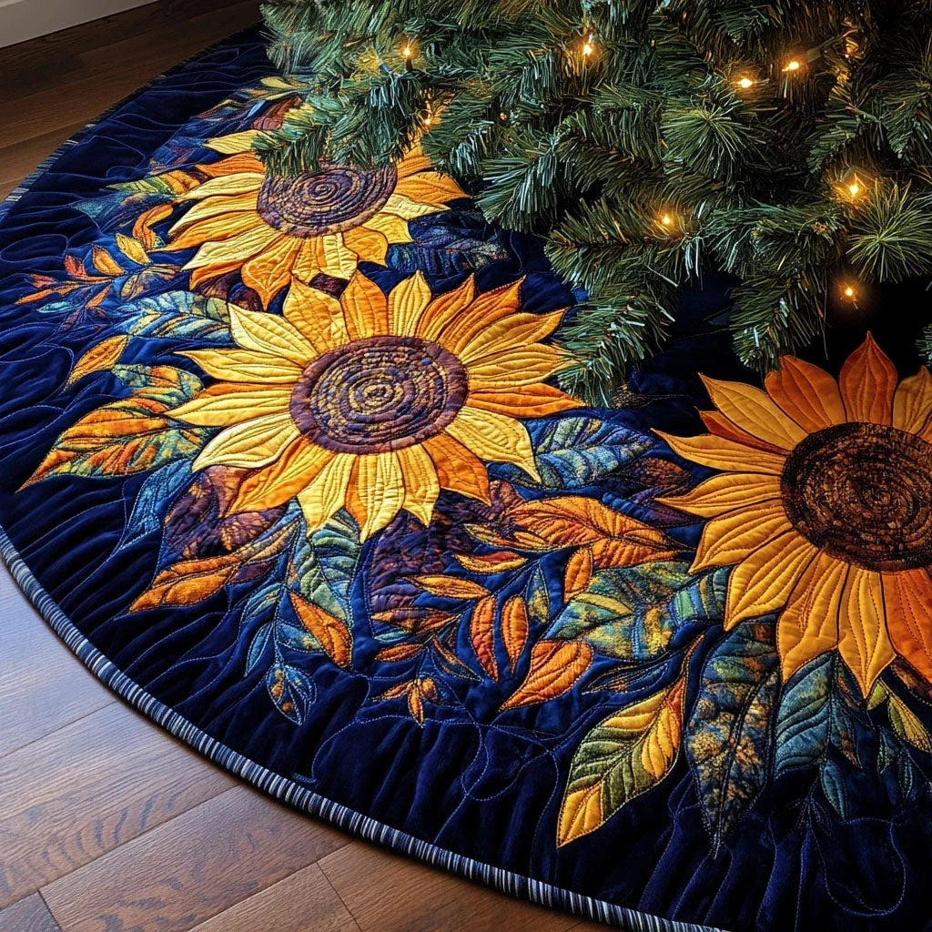 Petals of Joy Quilted Christmas Tree Skirt