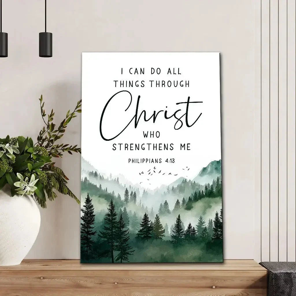 philippians 4 13 i can do all things through christ wall art canvas print (Landscape) (view 6)