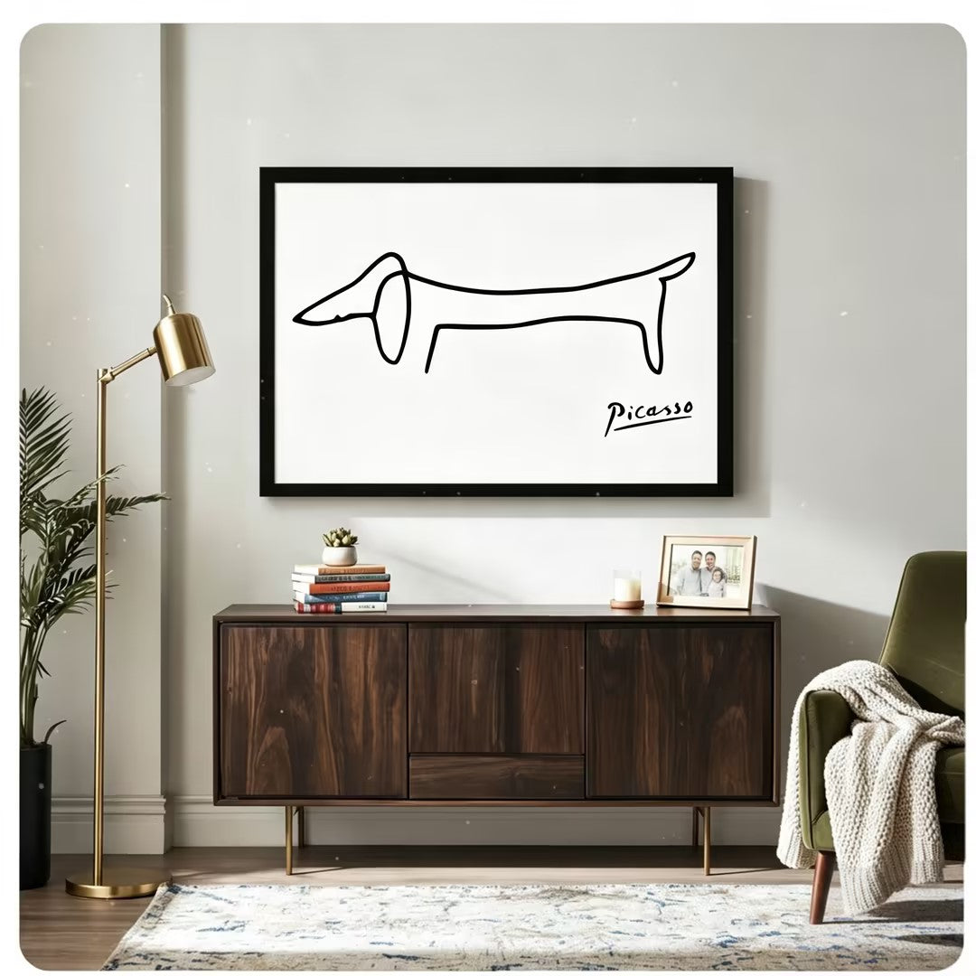 Picasso Dachshund Minimalist Line Art Canvas Wall Art