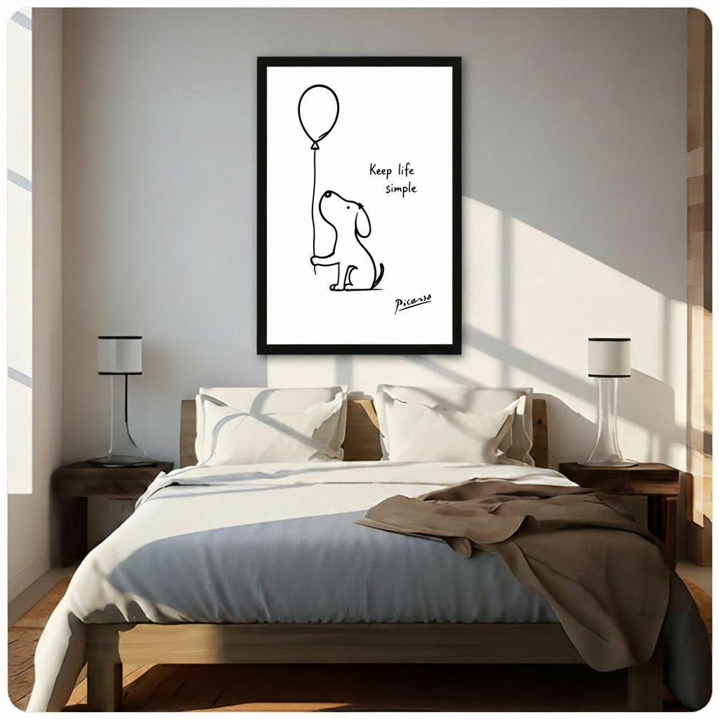 Picasso Dog Balloon Keep Life Simple Canvas Print