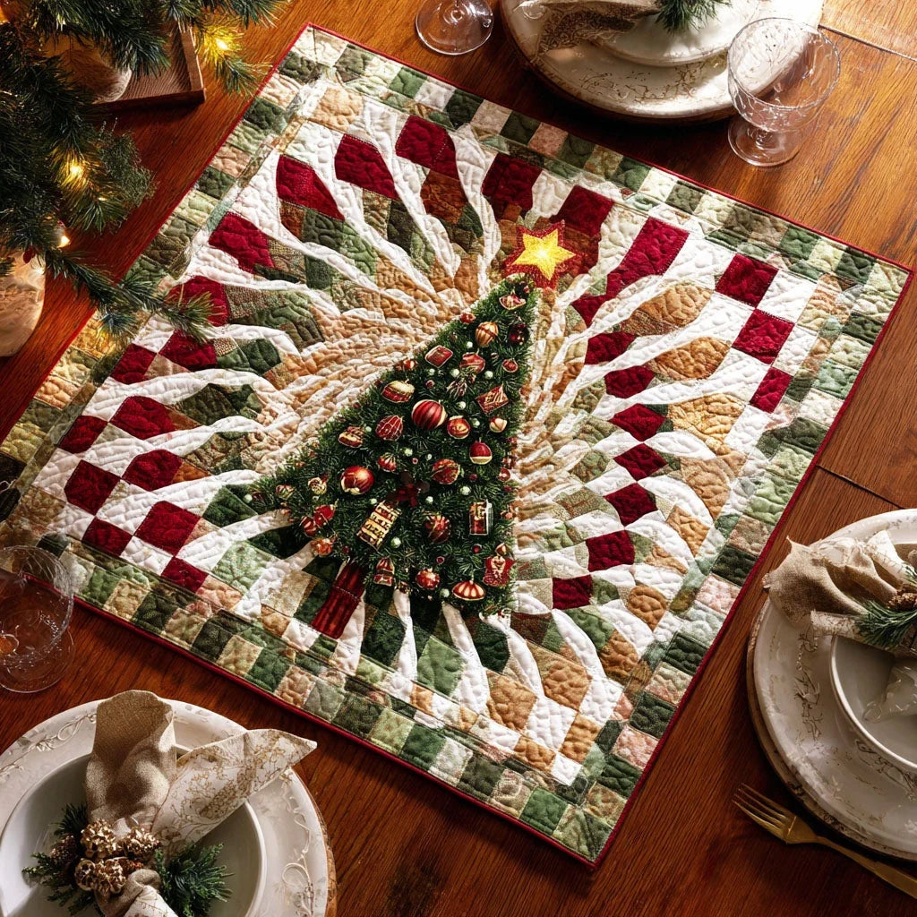 Pine Glow Quilted Table Topper