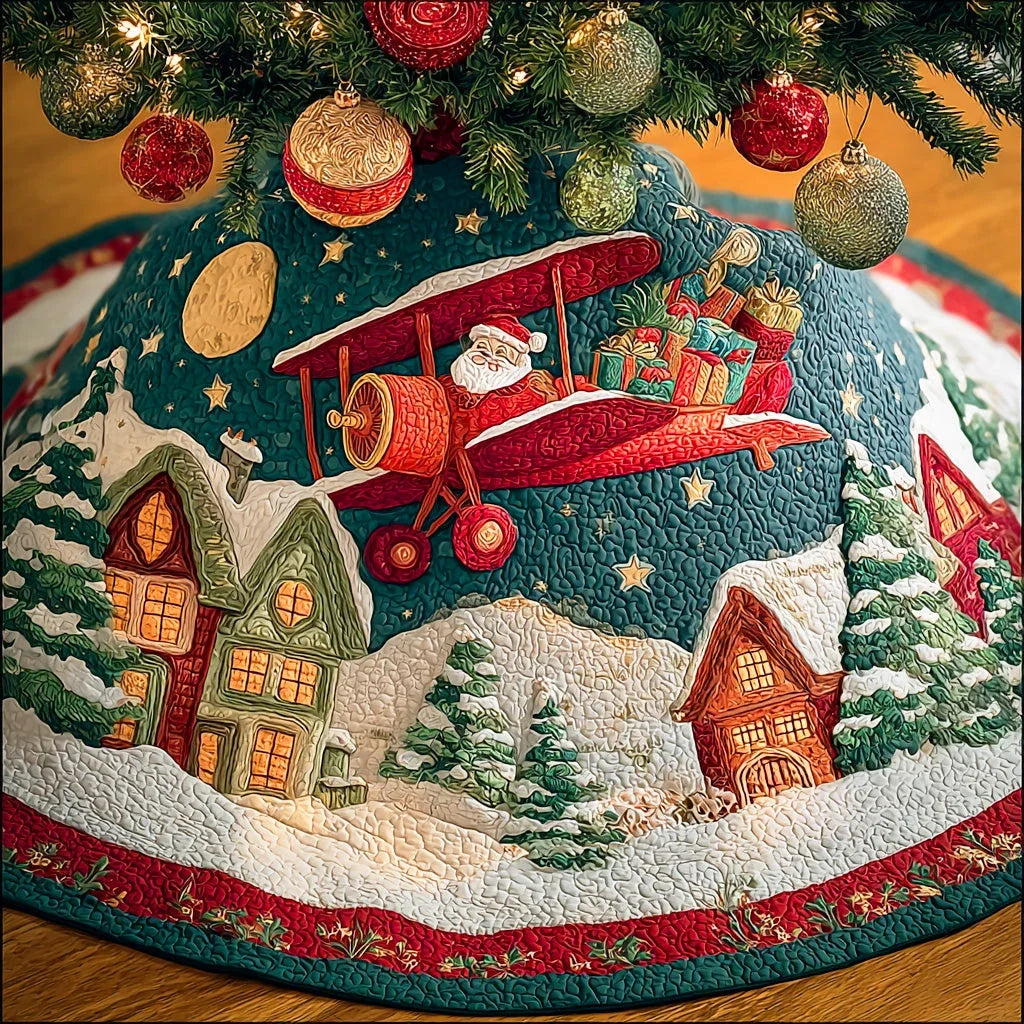 Pine Glow Wonderland Christmas Quilted Tree Skirt