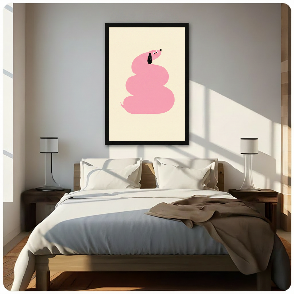 Minimalist Pink Dachshund Canvas Wall Art