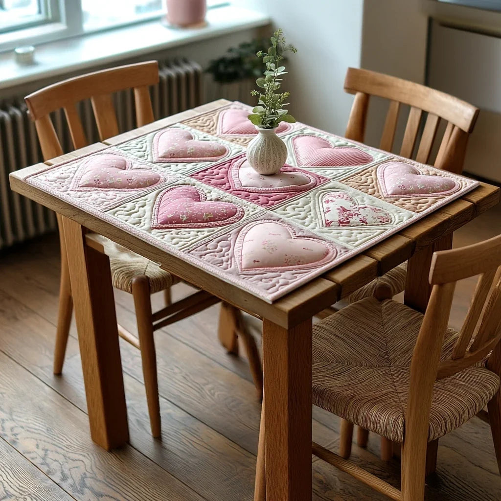 Pink Valentine Garden Quilted Table Topper