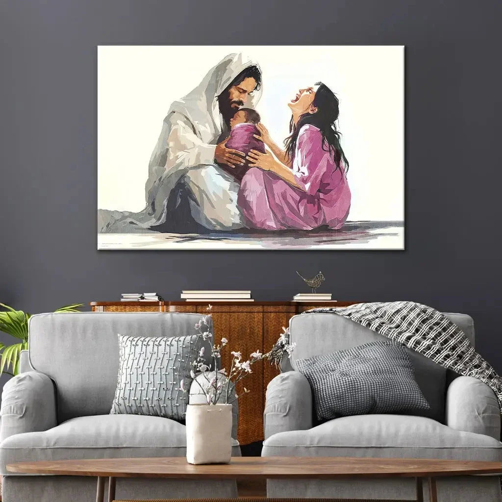 jesus is close to the brokenhearted woman christian wall art canvas (Landscape) (view 9)