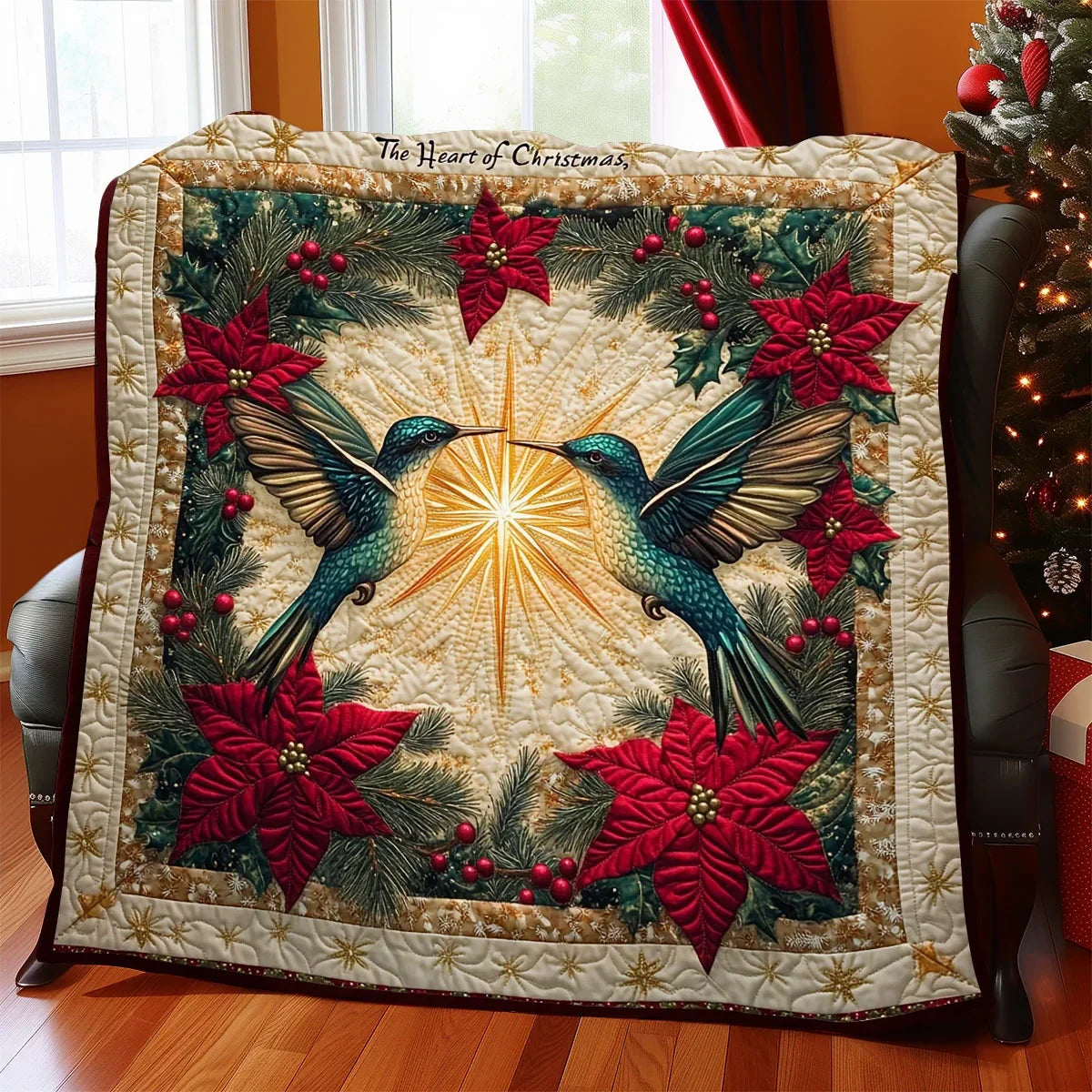 Poinsettia Flight Quilt Blanket