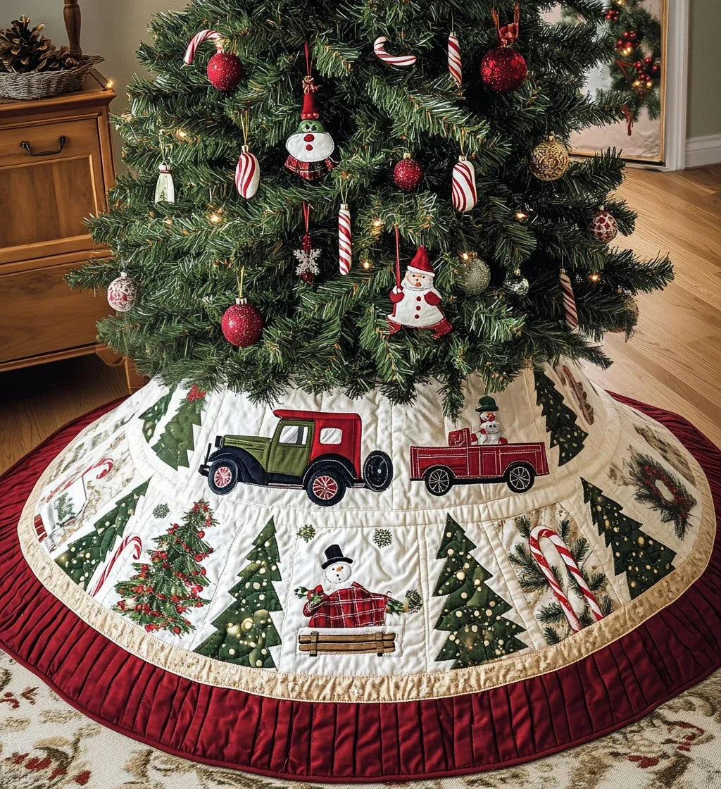 Polar Parade Quilted Christmas Tree Skirt