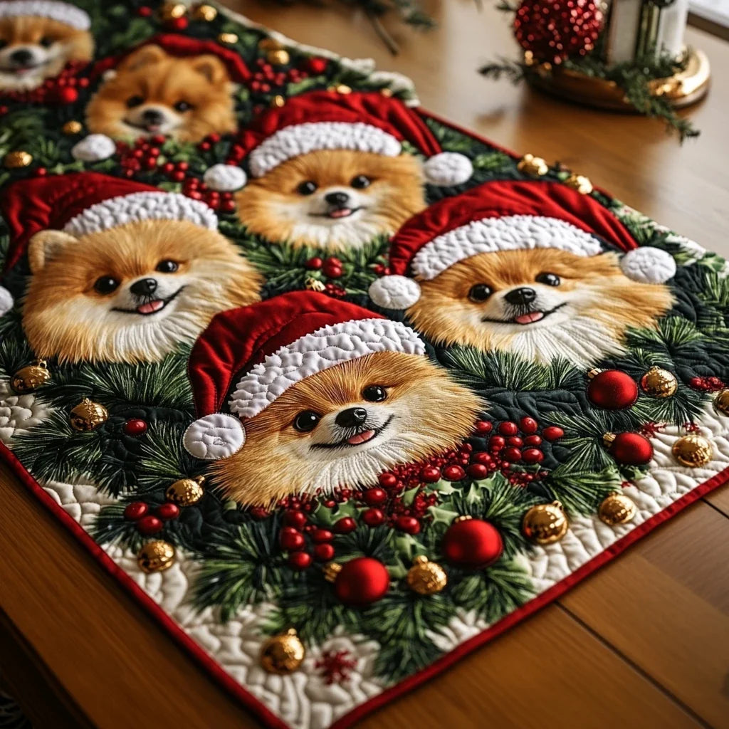 Pomeranian Charm Quilted Table Runner