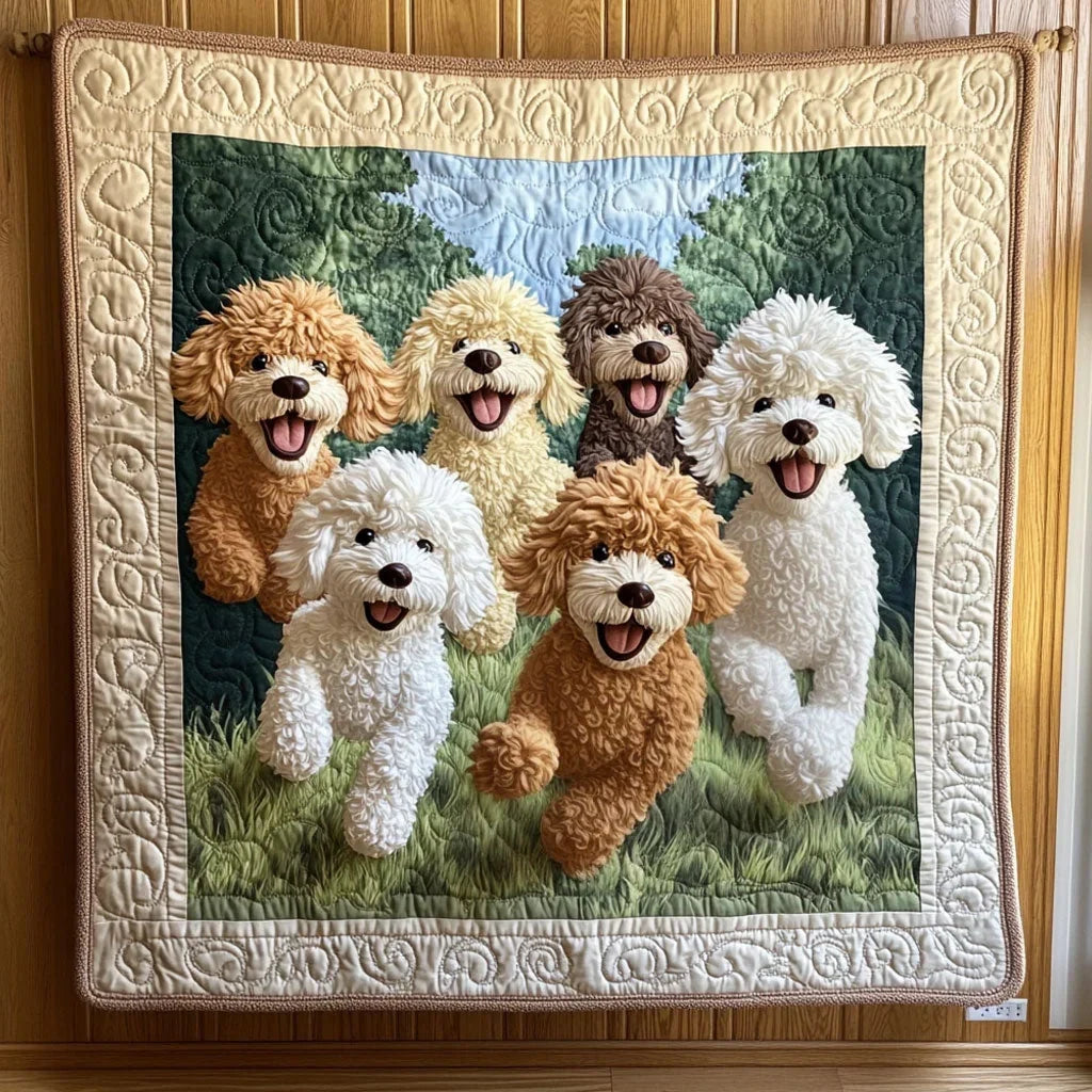 Poodle Comming Quilt Blanket