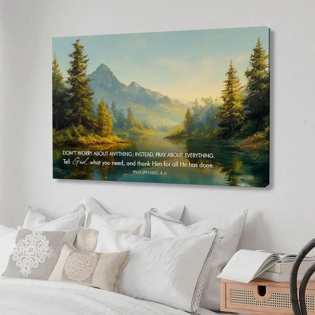don t worry pray about everything philippians 4 6 wall art canvas (Landscape) (view 6)