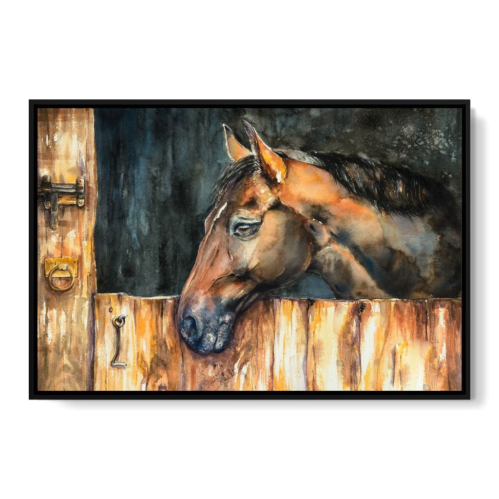 Horse in the Stable Canvas Wall Art
