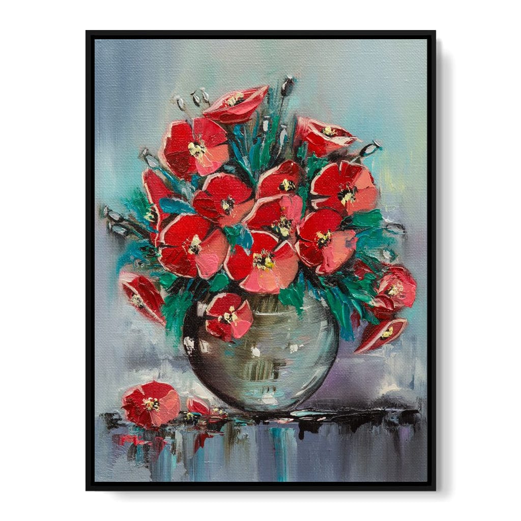 Vase with Poppies Canvas Wall Art