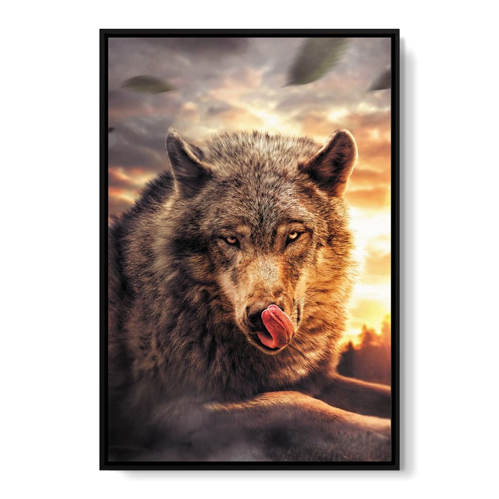 Wolf Sunset Canvas Wall Art