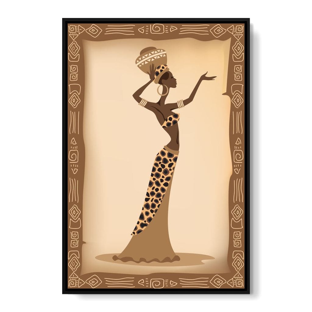 Traditional African Woman With Leopard Dress Canvas Wall Art