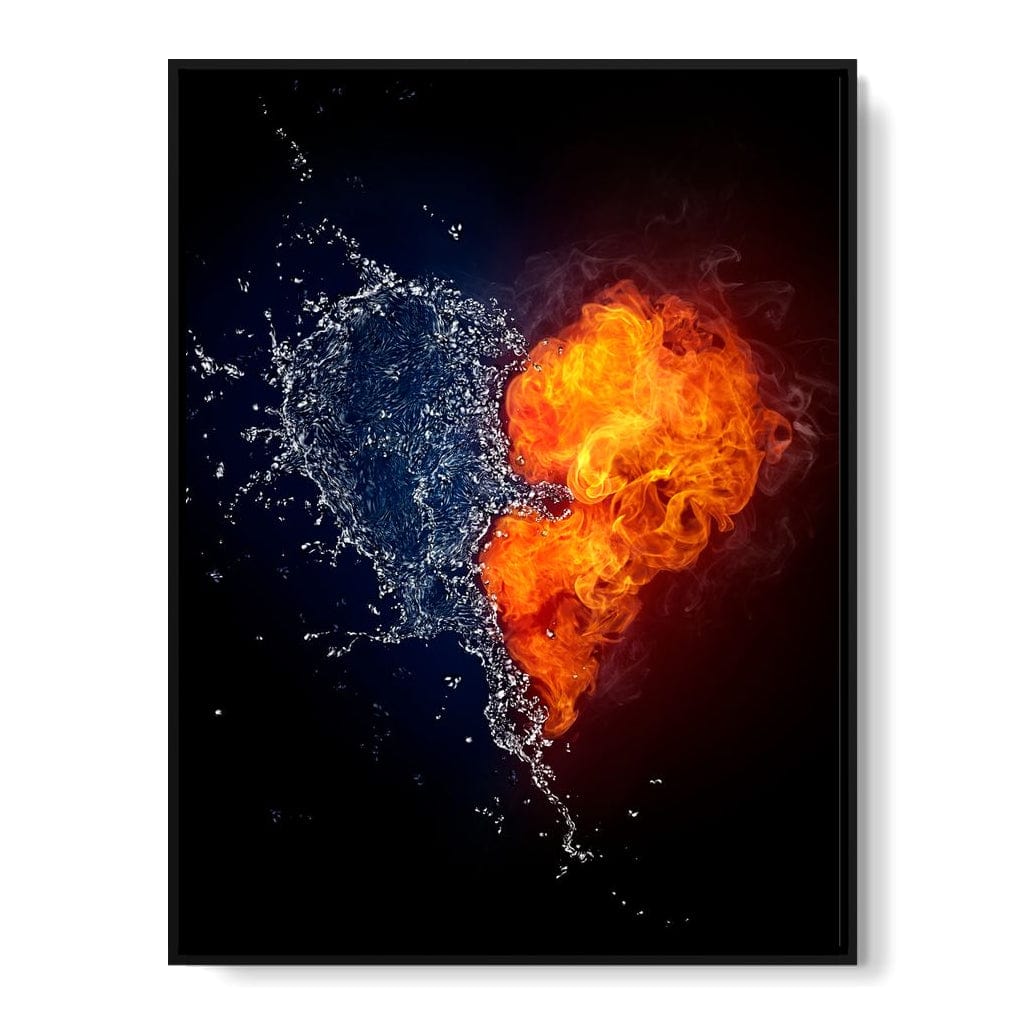 Fire and Water Love Canvas Wall Art