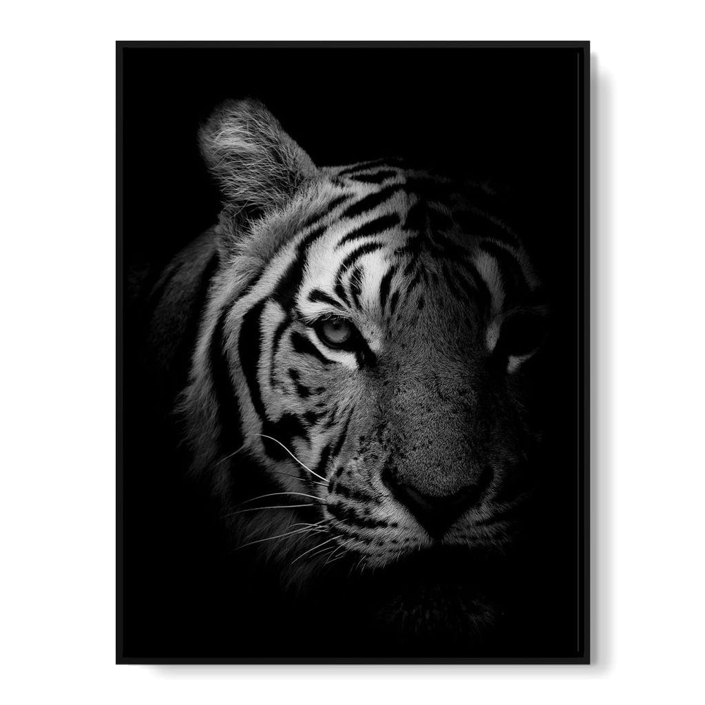 Black and White Fading Tiger Canvas Wall Art