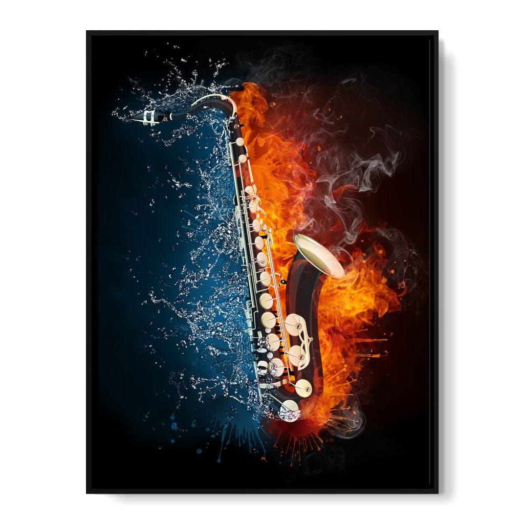 Fire & Water Saxophone Canvas Wall Art