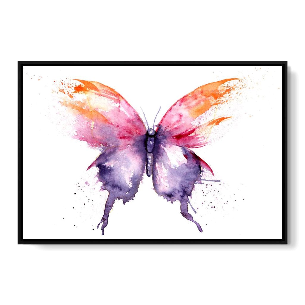 Watercolor Tricolor Butterfly Canvas Wall Art
