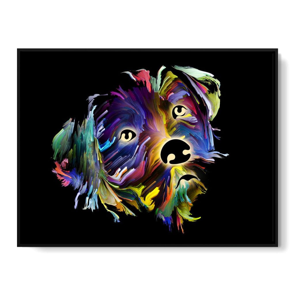 Coloful Dog on Black Background Canvas Wall Art