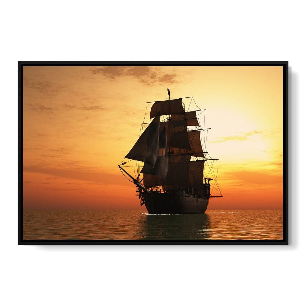 Old Ship At Sea Canvas Wall Art