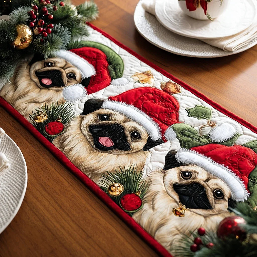 Pug Cheer Quilted Table Runner