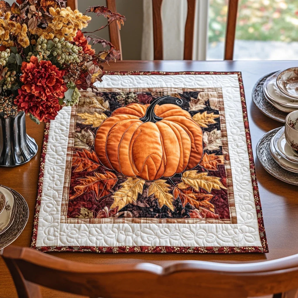 Pumpkin Charm Quilted Table Topper