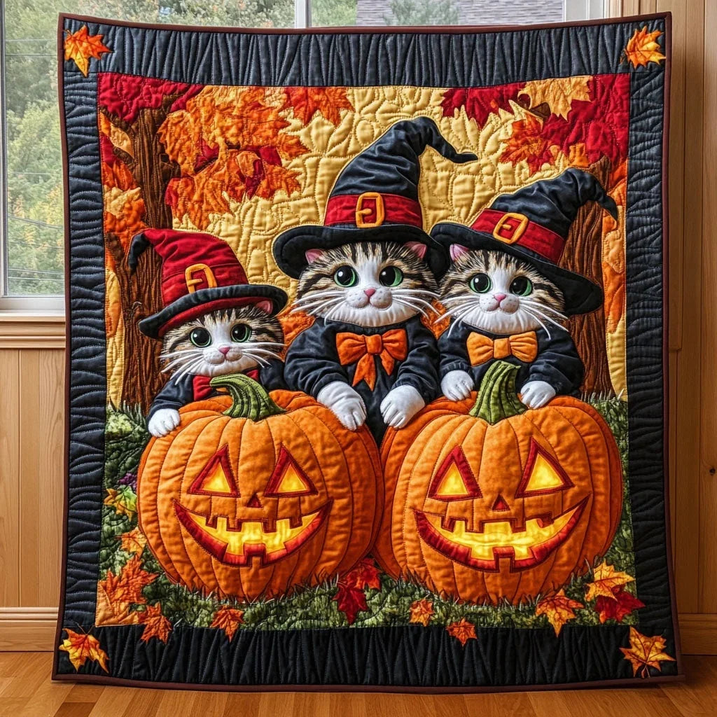 Pumpkin Purrs Quilt Blanket