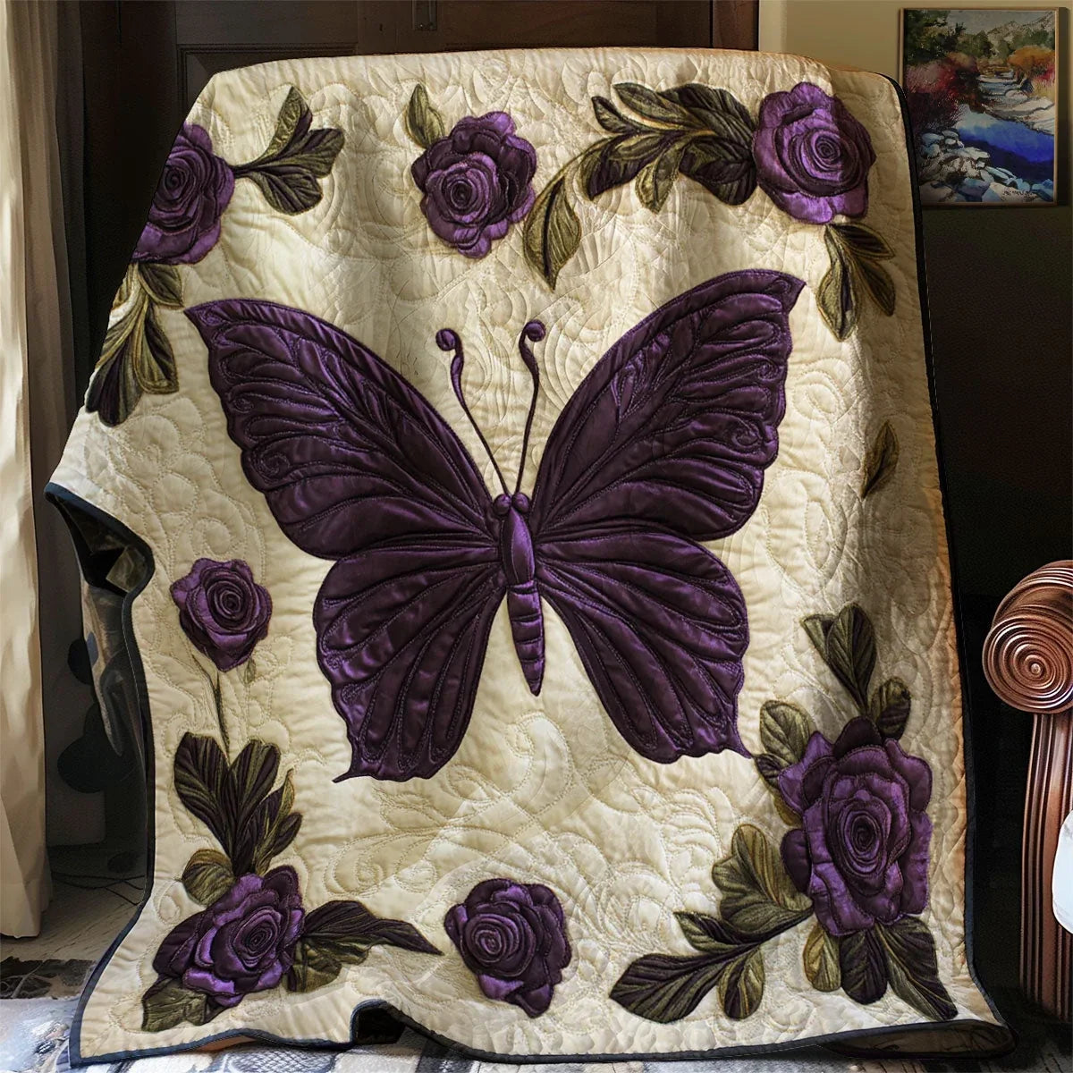 Purple Butterfly Quilt Blanket