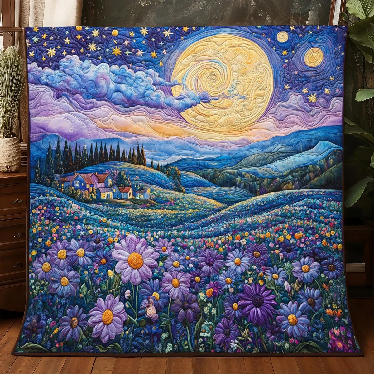 Purple Petal Valley Quilt Blanket