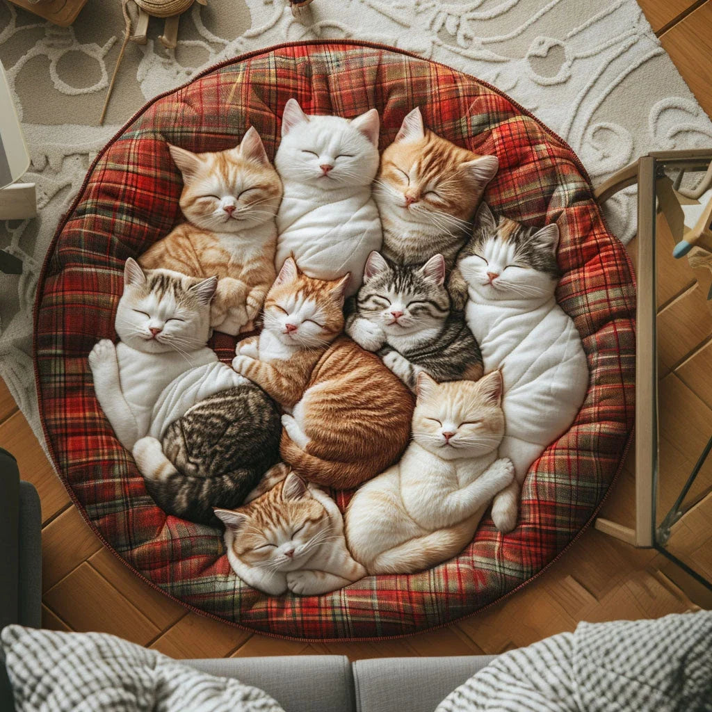 Purrfect Patch Round Quilted Round Mat