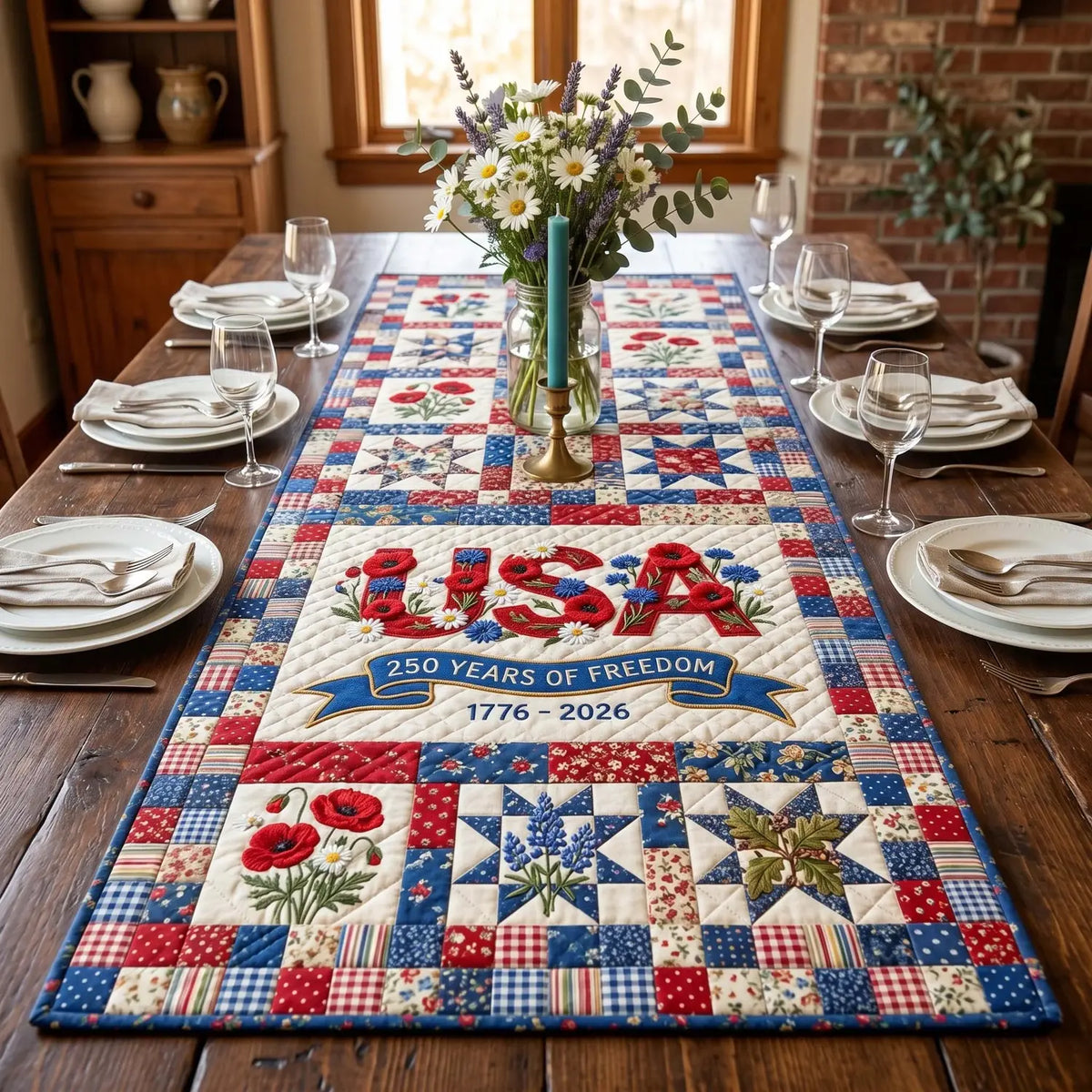 Quarter Millennium Quilted Table Runner