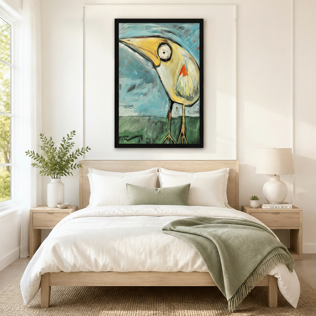 Abstract Heron Expressionist Canvas Wall Art