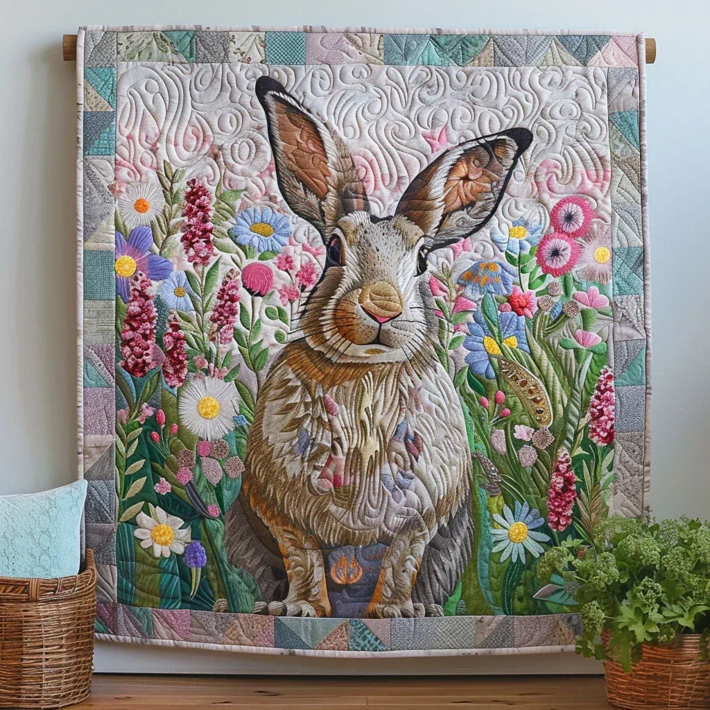 Rabbit Flower Garden Quilt Blanket