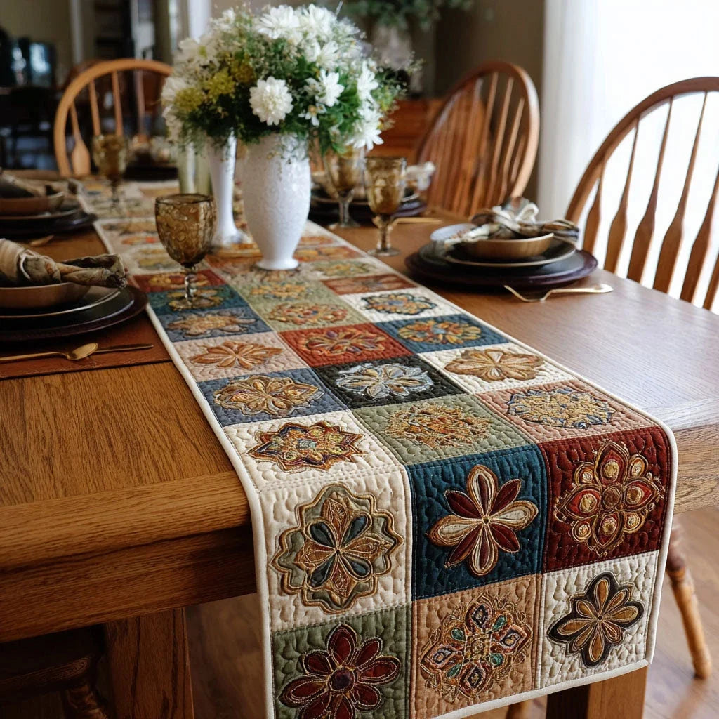 Radiant Bloom Quilted Table Runner