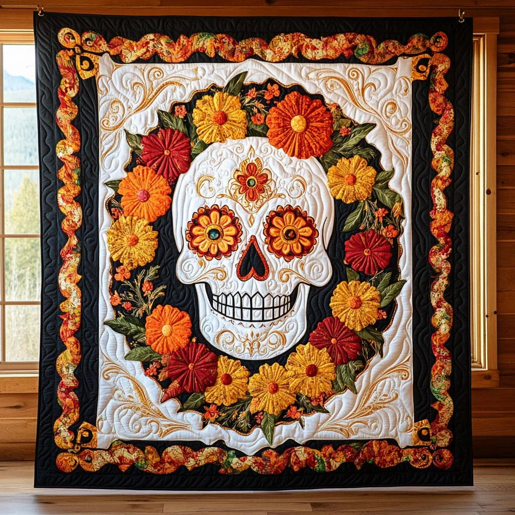 Radiant Calavera Quilt Blanket