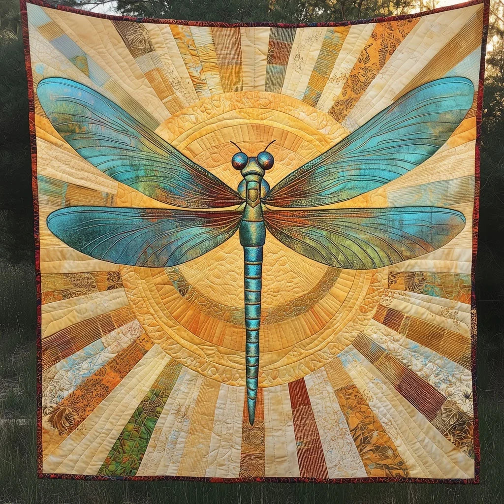 Radiant Dragonfly Quilt Blanket