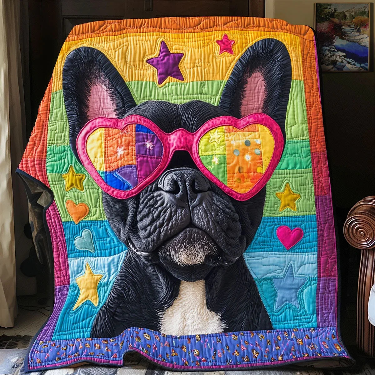 Rainbow Pup Quilt Blanket