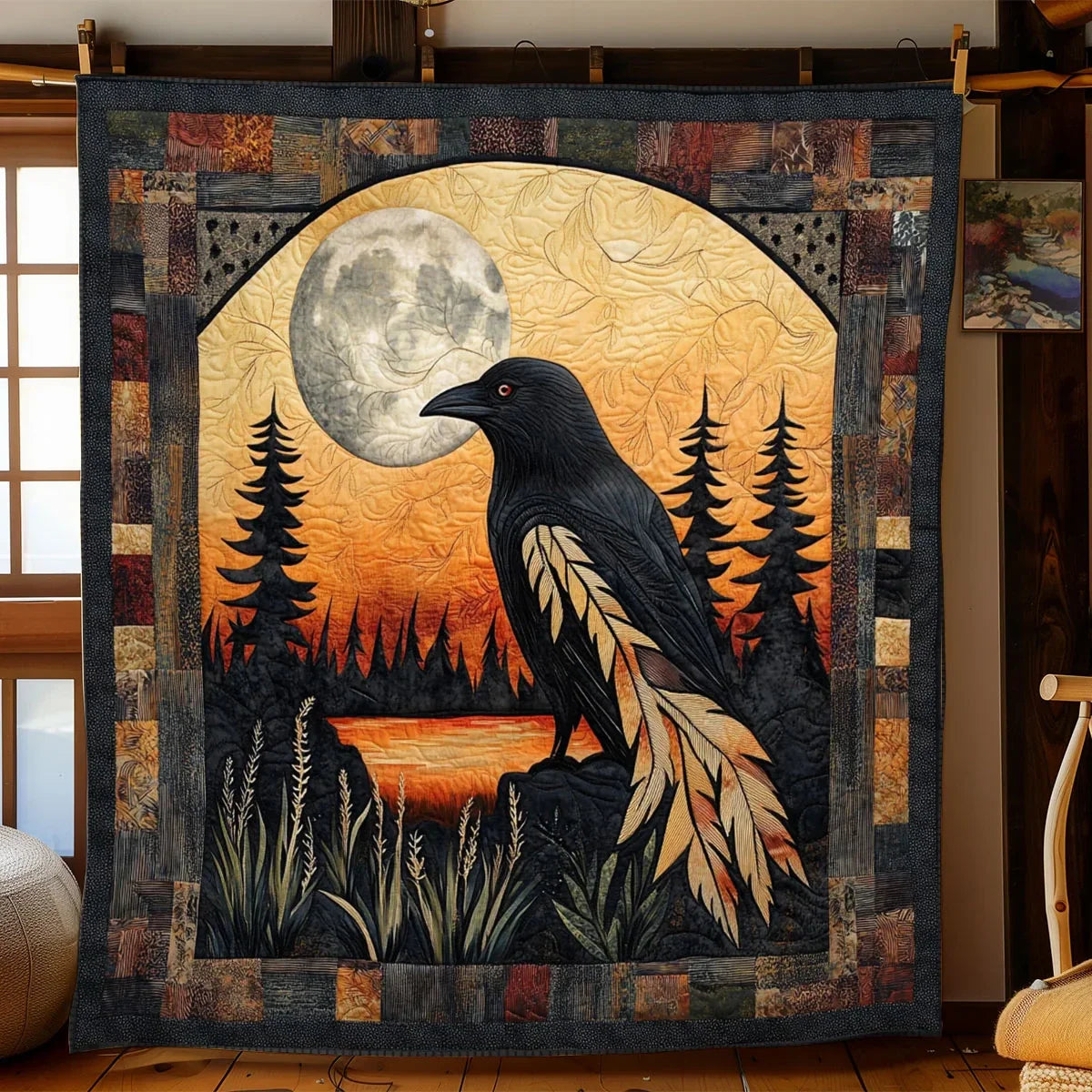 Raven Creator Myth Quilt Blanket