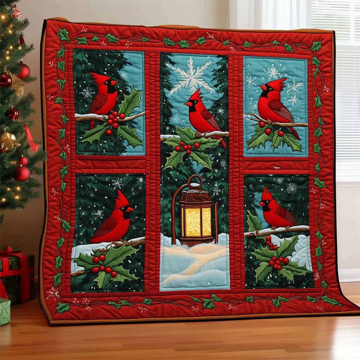 Red Feather Quilt Blanket